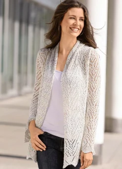 Discount BADER Strickjacke aus Paillettengarn WEISS-MULTICOLOR