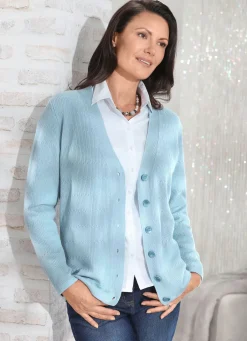 Best BADER Strickjacke aus Schurwolle (Merino) HELLBLAU