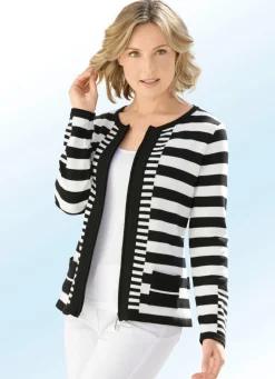 Sale BADER Strickjacke in dekorativem Streifendessin SCHWARZ-ECRU
