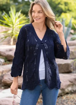 Outlet BADER Strickjacke in effektvoller Häkeloptik MARINE