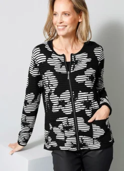 Sale BADER Strickjacke in Feinstrick SCHWARZ-WEISS