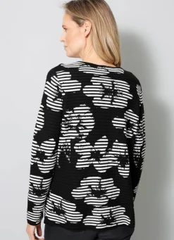 Sale BADER Strickjacke in Feinstrick SCHWARZ-WEISS