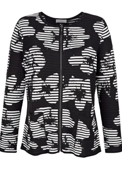 Sale BADER Strickjacke in Feinstrick SCHWARZ-WEISS