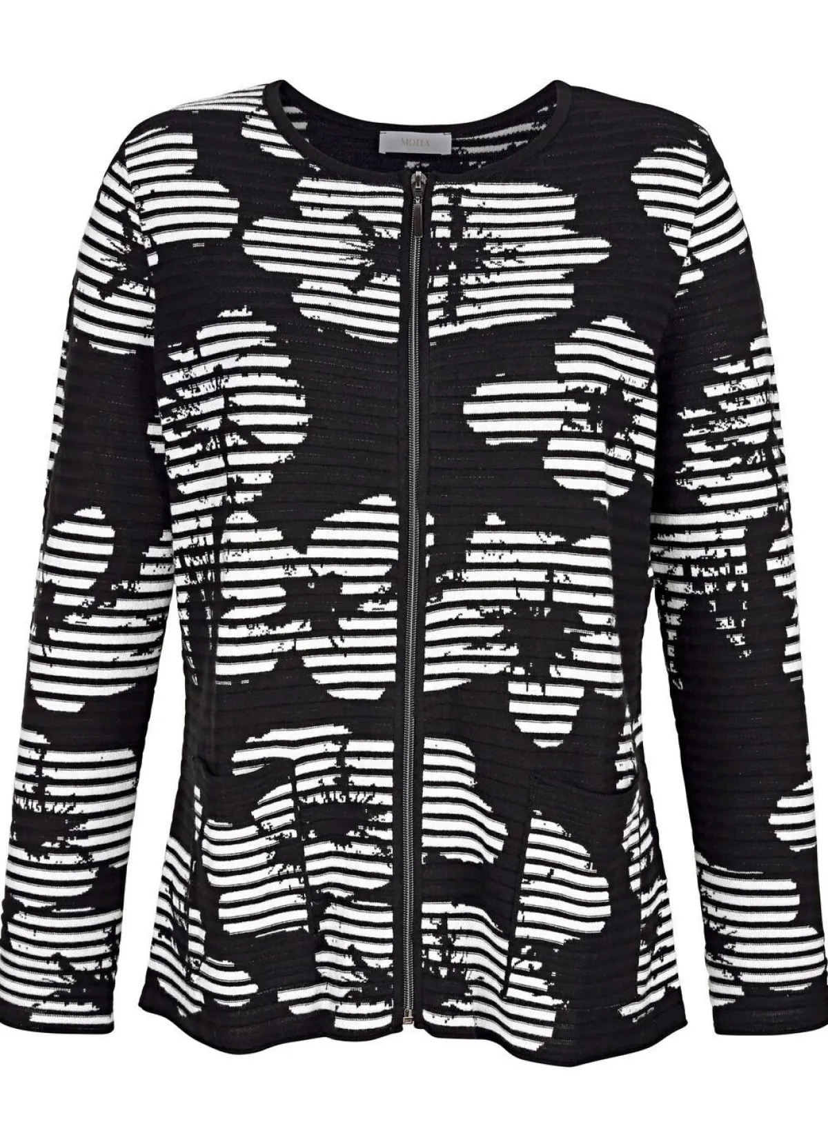 Sale BADER Strickjacke in Feinstrick SCHWARZ-WEISS