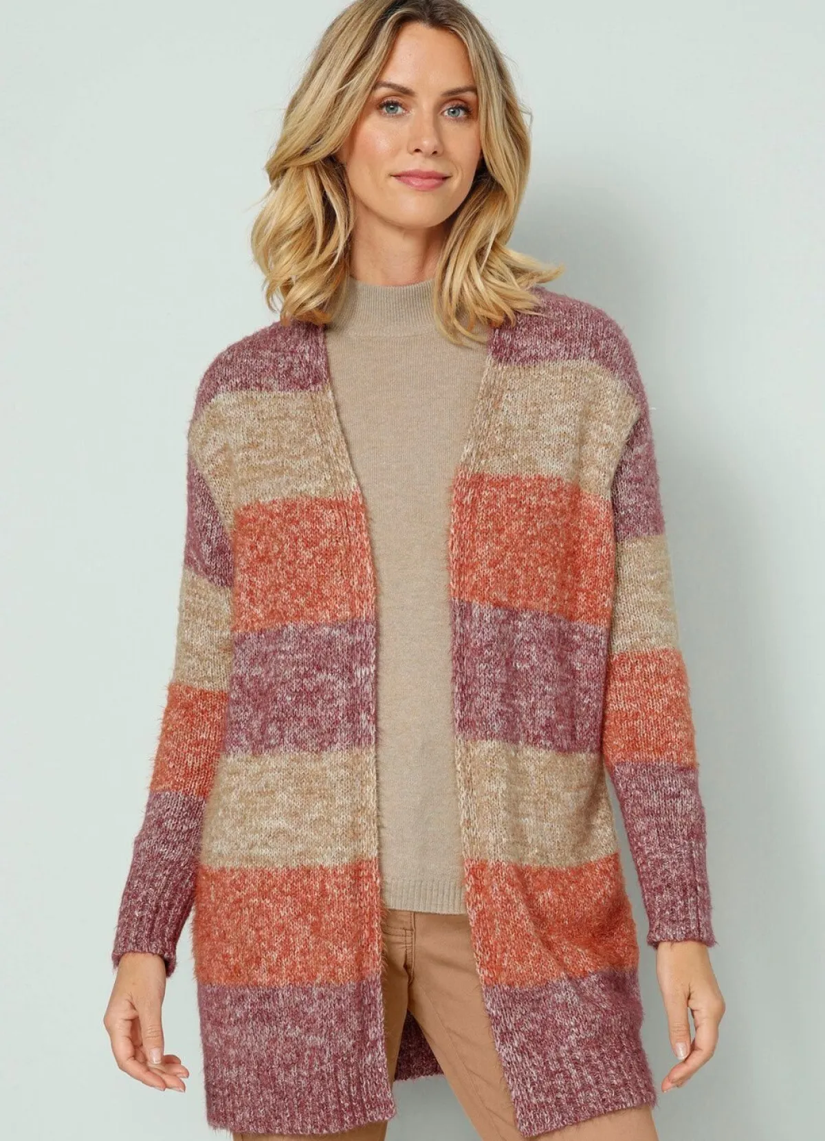 Outlet BADER Strickjacke in Garnmix BEERE-TERRAKOTTA-CAMEL