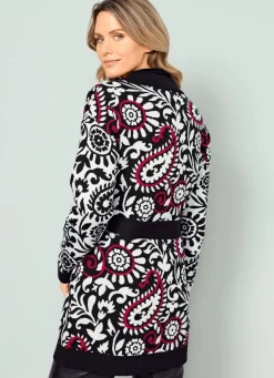 Clearance BADER Strickjacke in Jacquard-Dessin SCHWARZ-WEISS-ROT