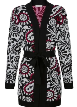 Clearance BADER Strickjacke in Jacquard-Dessin SCHWARZ-WEISS-ROT