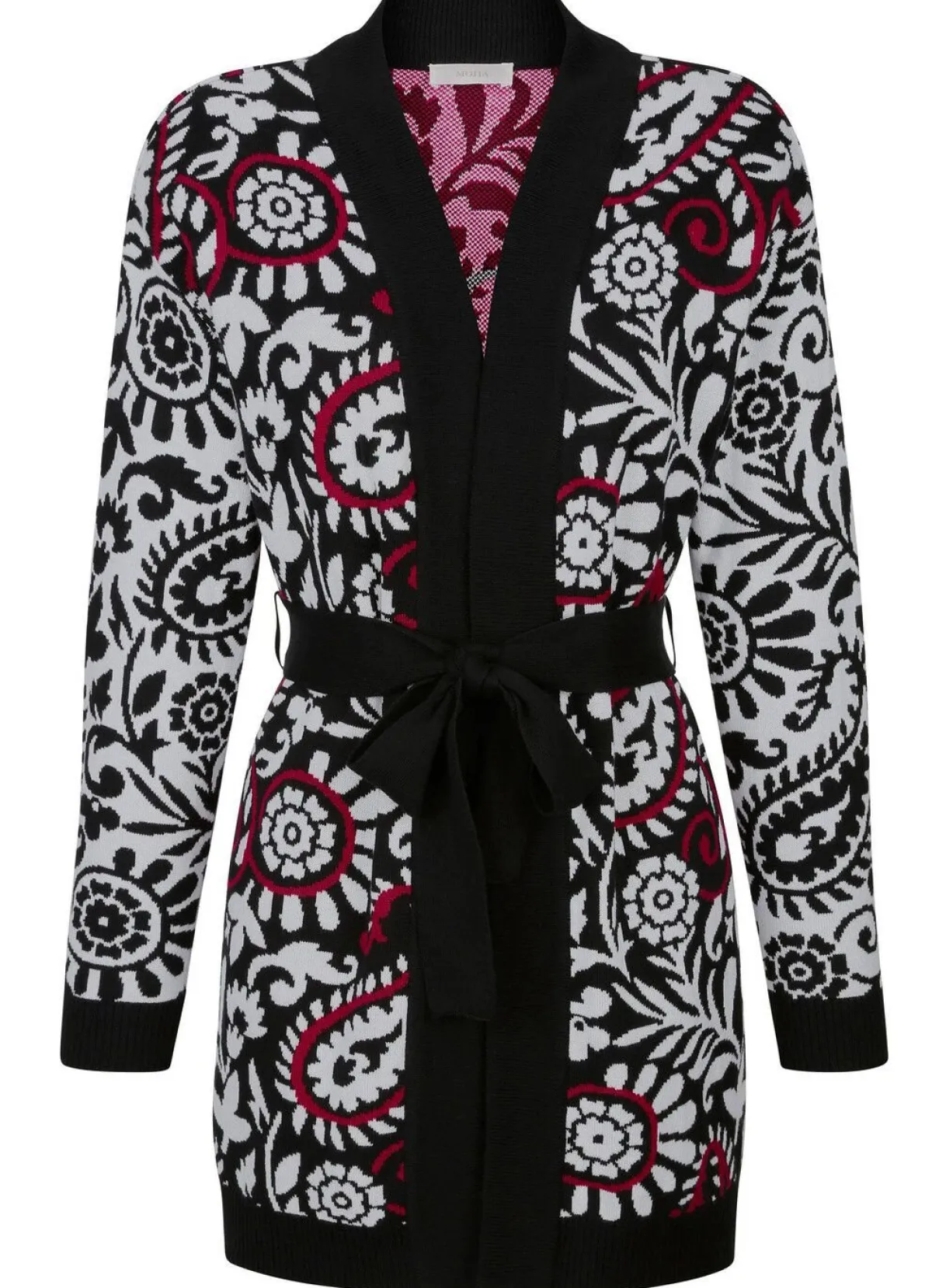 Clearance BADER Strickjacke in Jacquard-Dessin SCHWARZ-WEISS-ROT