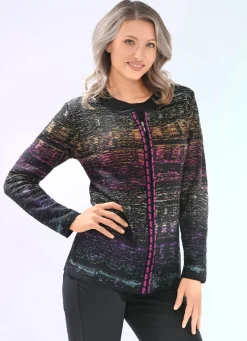 BADER Strickjacke in Jacquard-Dessin SCHWARZ-MULTICOLOR