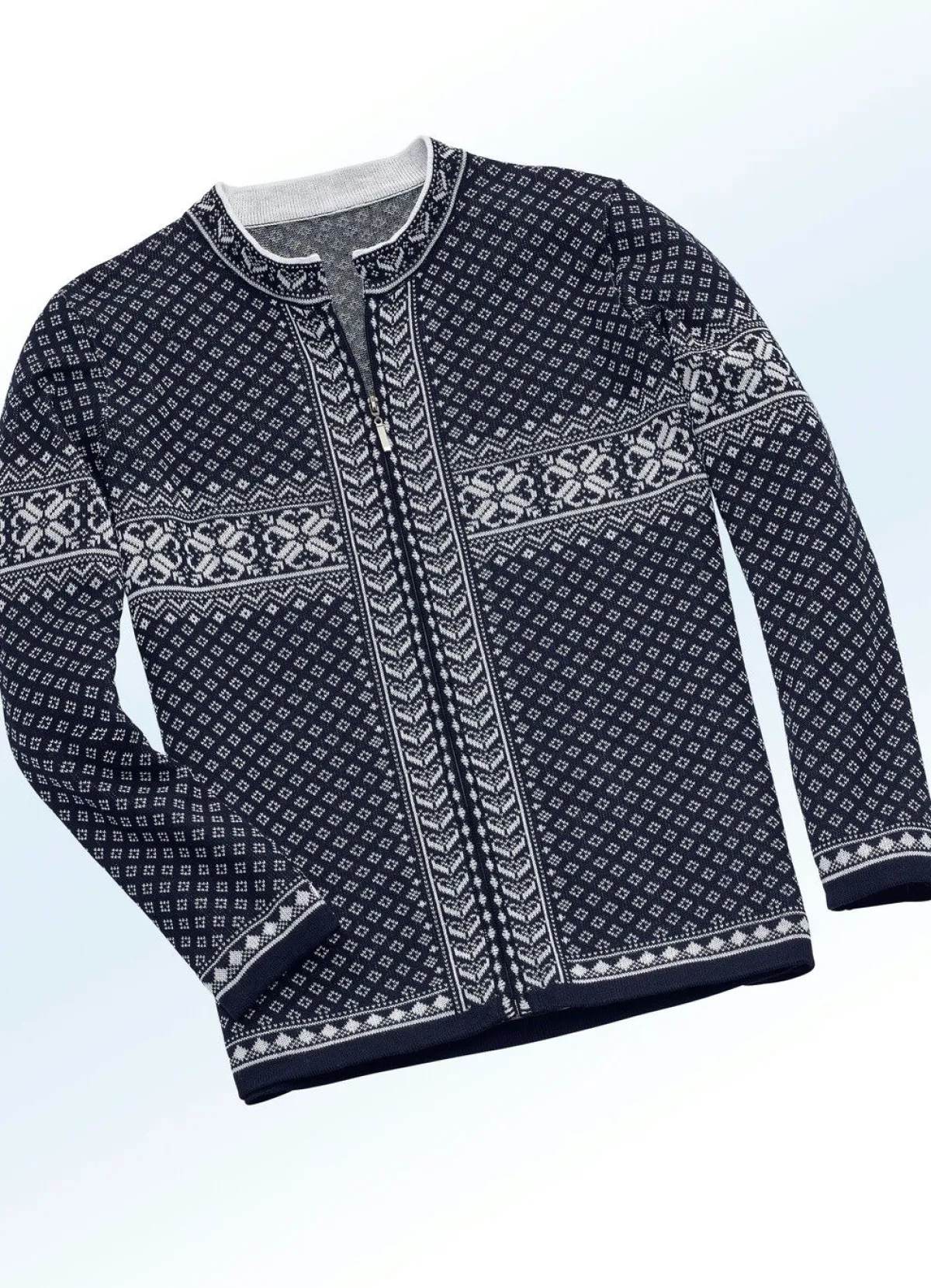 Discount BADER Strickjacke in Jacquard-Dessin MARINE-ECRU