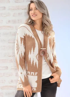Clearance BADER Strickjacke in Kuschelqualität CAMEL-ECRU