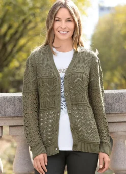 Best Tizia Strickjacke in Mustermix OLIV