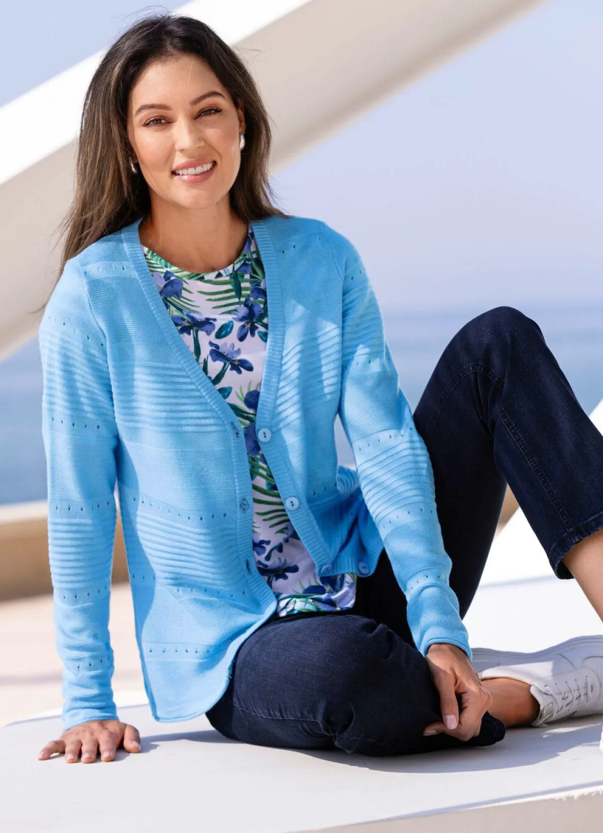Sale BADER Strickjacke in Mustermix BLEU