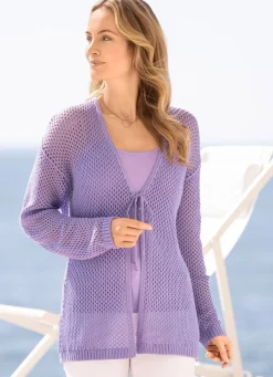 Sale BADER Strickjacke in Netzdessin FLIEDER