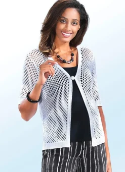 Discount BADER Strickjacke in Netzmuster WEISS