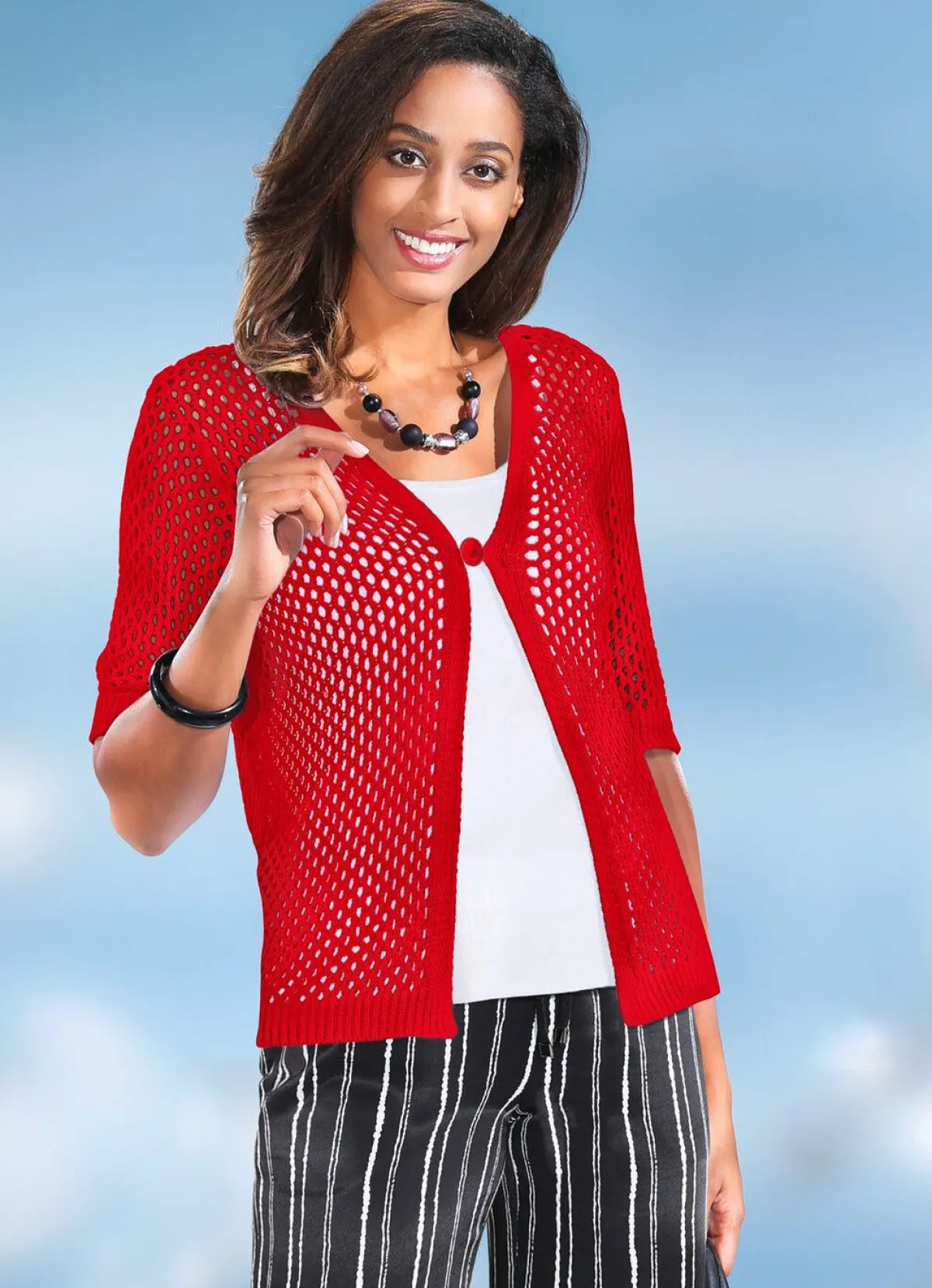 Best BADER Strickjacke in Netzmuster ROT
