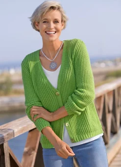 Online BADER Strickjacke in Patentstrick KIWIGRÜN