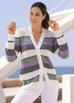 Online BADER Strickjacke in Perlfang ECRU-GRAU-MULTICOLOR