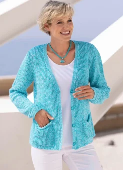 New BADER Strickjacke in Perlfang AQUA MELIERT