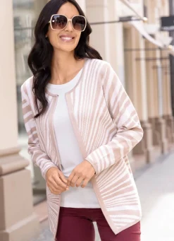 Outlet BADER Strickjacke in Sonnenstrahlen-Dessin BEIGE-ECRU