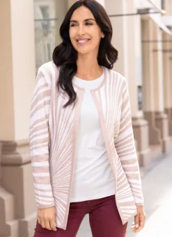 Outlet BADER Strickjacke in Sonnenstrahlen-Dessin BEIGE-ECRU