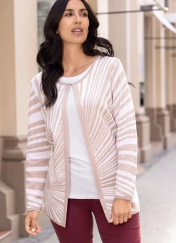 Outlet BADER Strickjacke in Sonnenstrahlen-Dessin BEIGE-ECRU