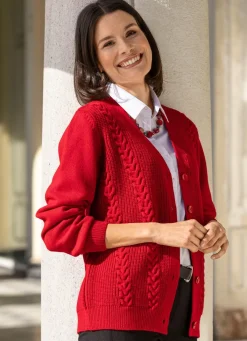 Discount BADER Strickjacke in Strukturmix ROT