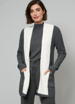 Hot BADER Strickjacke in Strukturmix ANTHRAZIT-NATUR