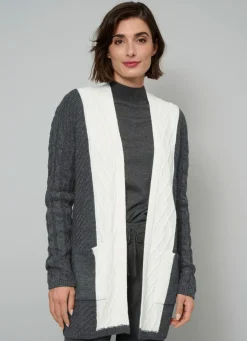Hot BADER Strickjacke in Strukturmix ANTHRAZIT-NATUR