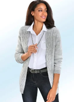 Discount BADER Strickjacke in superfeiner Qualität mit Alpaka GRAU MELIERT