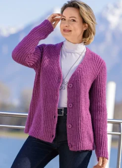 Hot BADER Strickjacke in superflauschigem Grobstrick BEERE MELIERT