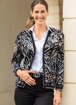 Clearance BADER Strickjacke in weichem Griff SCHWARZ-WOLLWEISS-CAMEL