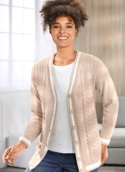Discount BADER Strickjacke in weicher Qualität SAND MELIERT-ECRU