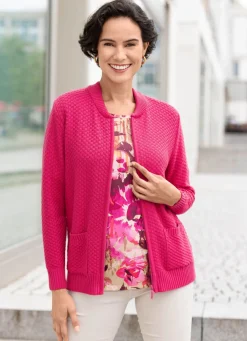 Sale BADER Strickjacke mit aufwendigem Struktumuster PINK