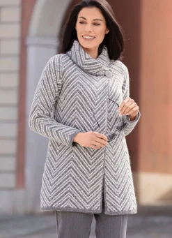 Online BADER Strickjacke mit aufwendigen Details GRAU-ECRU
