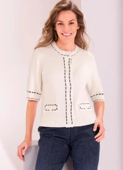Hot B/ANCA Strickjacke mit Baumwolle CREMÉ