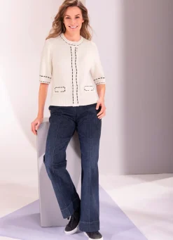 Hot B/ANCA Strickjacke mit Baumwolle CREMÉ