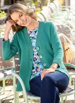 Discount BADER Strickjacke mit Biesenakzenten JADEGRÜN