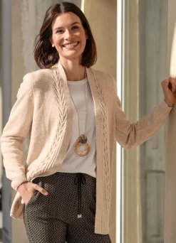 Hot BADER Strickjacke mit dekorativer Struktur BEIGE MELIERT