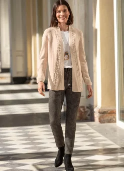 Hot BADER Strickjacke mit dekorativer Struktur BEIGE MELIERT