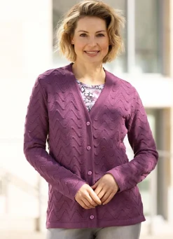 Discount BADER Strickjacke mit dekorativer Struktur MAUVE