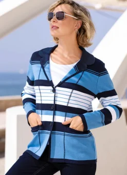 Clearance BADER Strickjacke mit dekorativen Details MARINE-AZURBLAU-WEISS