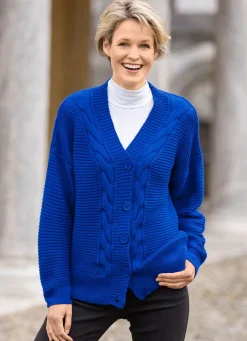 Sale BADER Strickjacke mit dekorativer Struktur ROYALBLAU