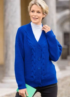 Sale BADER Strickjacke mit dekorativer Struktur ROYALBLAU