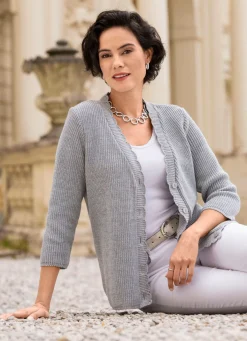BADER Strickjacke mit dezenten Glitzereffekten GRAU MELIERT