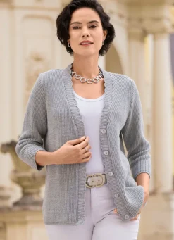 BADER Strickjacke mit dezenten Glitzereffekten GRAU MELIERT