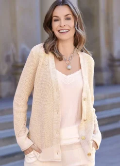 Online BADER Strickjacke mit edlem Glitzer BEIGE-GOLDFARBEN
