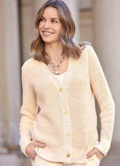 Online BADER Strickjacke mit edlem Glitzer BEIGE-GOLDFARBEN
