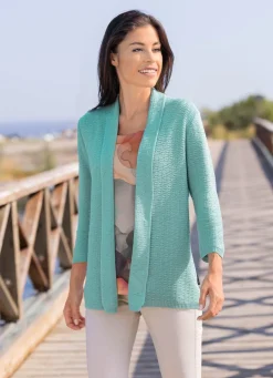 Sale BADER Strickjacke mit feiner Struktur JADEGRÜN