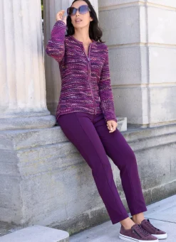 Best RABE Strickjacke mit Flammen-Melangegarn BEERE-MULTICOLOR